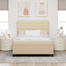 Pat cu arcuri cu saltea cu headboard Crem 140 x 190 cm țesătură - WALTI WALTI