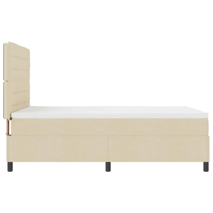 Pat cu arcuri cu saltea cu headboard Crem 140 x 190 cm țesătură - WALTI WALTI