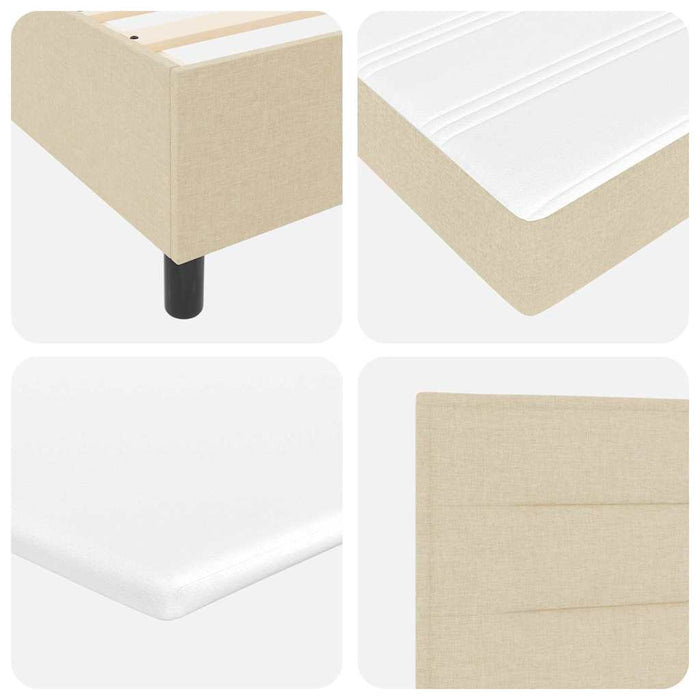 Pat cu arcuri cu saltea cu headboard Crem 160 x 200 cm țesătură - WALTI WALTI
