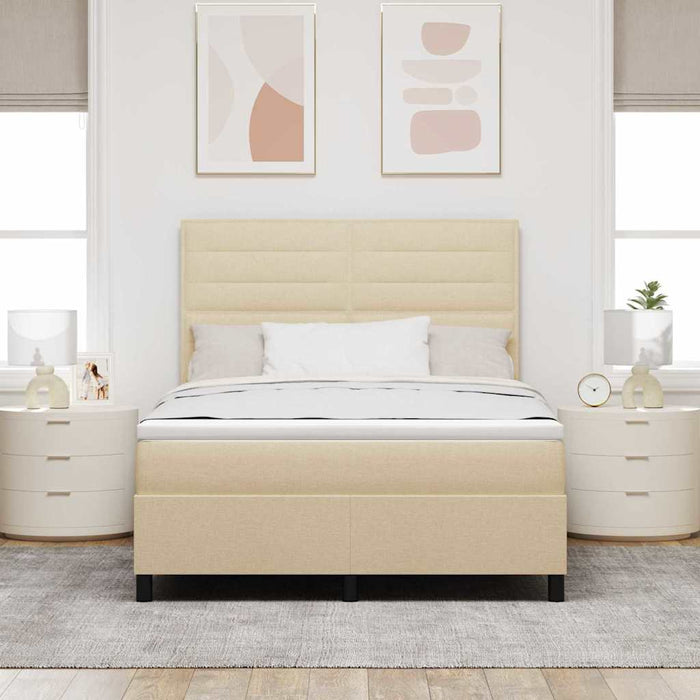 Pat cu arcuri cu saltea cu headboard Crem 160 x 200 cm țesătură - WALTI WALTI