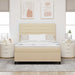 Pat cu arcuri cu saltea cu headboard Crem 160 x 200 cm țesătură - WALTI WALTI