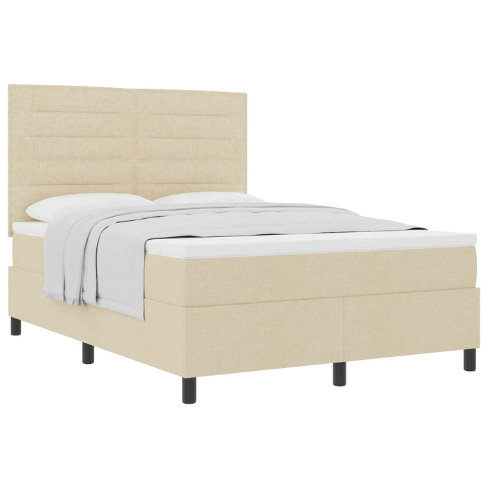 Pat cu arcuri cu saltea cu headboard Crem 160 x 200 cm țesătură - WALTI WALTI