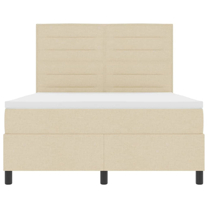 Pat cu arcuri cu saltea cu headboard Crem 160 x 200 cm țesătură - WALTI WALTI