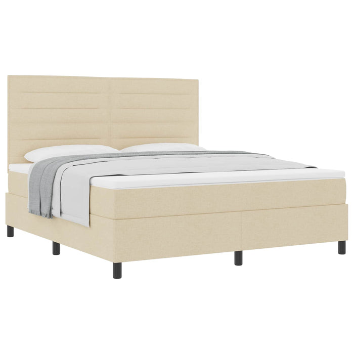 Pat cu arcuri cu saltea cu headboard Crem 180 x 200 cm țesătură - WALTI WALTI