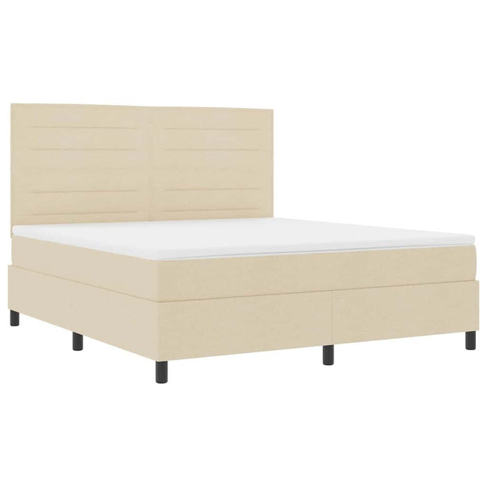 Pat cu arcuri cu saltea cu headboard Crem 180 x 200 cm țesătură - WALTI WALTI