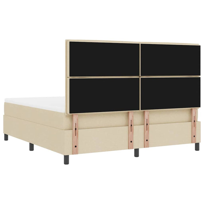 Pat cu arcuri cu saltea cu headboard Crem 180 x 200 cm țesătură - WALTI WALTI