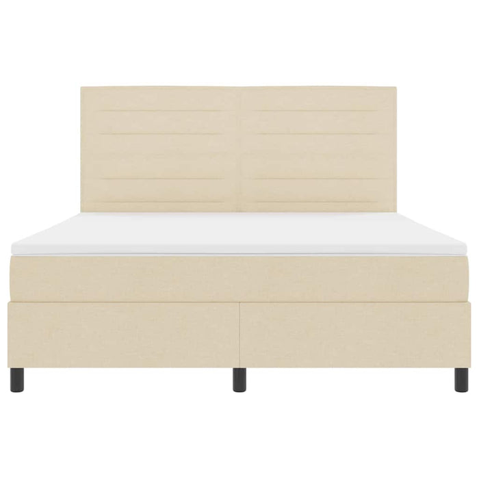 Pat cu arcuri cu saltea cu headboard Crem 180 x 200 cm țesătură - WALTI WALTI