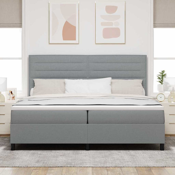 Pat cu arcuri cu saltea Gri deschis 200 x 200 cm țesătură - WALTI WALTI