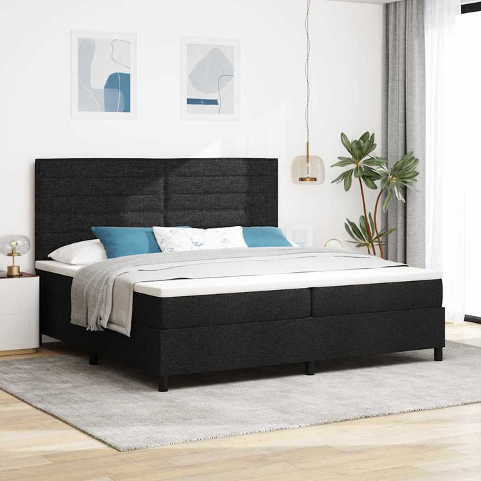 Pat cu arcuri cu saltea Negru 200 x 200 cm țesătură - WALTI WALTI