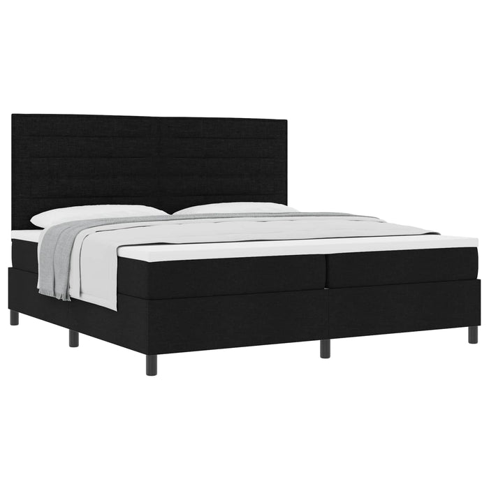 Pat cu arcuri cu saltea Negru 200 x 200 cm țesătură - WALTI WALTI