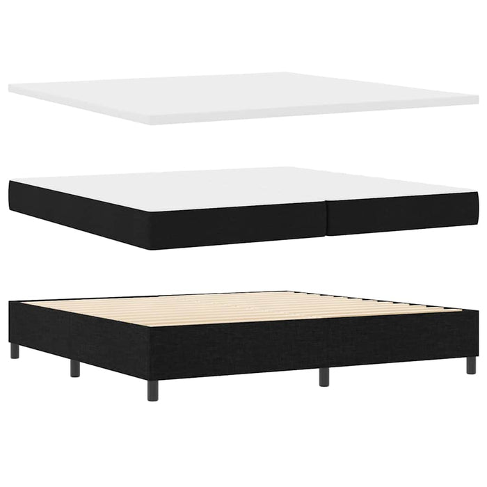 Pat cu arcuri cu saltea Negru 200 x 200 cm țesătură - WALTI WALTI