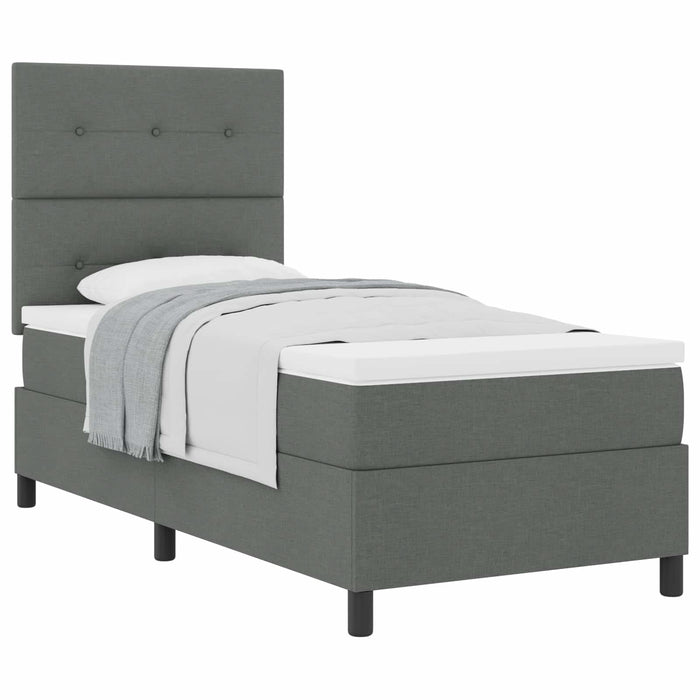 Pat cu arcuri cu headboard Gri închis 90 x 190 cm țesătură WALTI