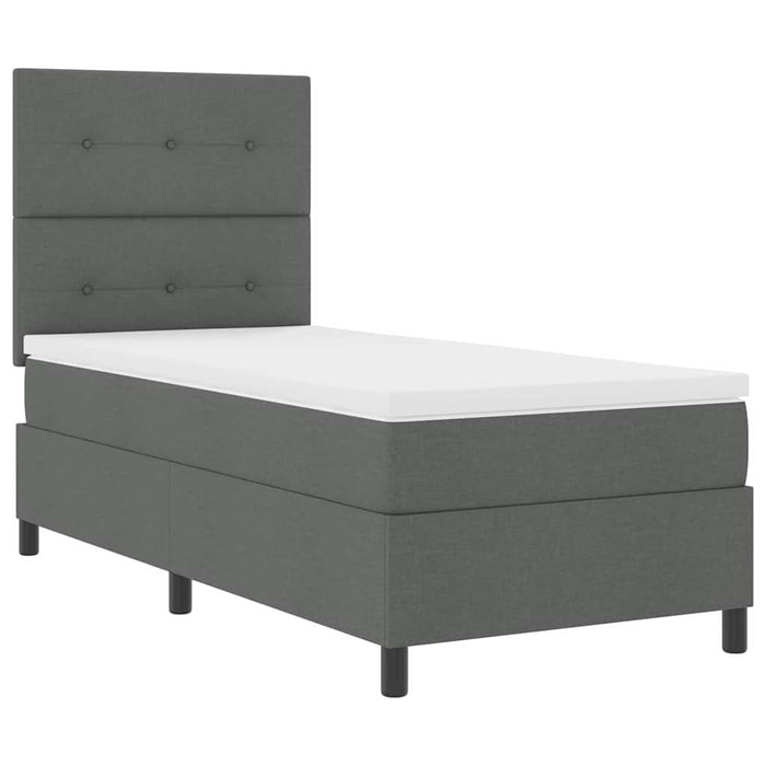 Pat cu arcuri cu headboard Gri închis 90 x 190 cm țesătură WALTI