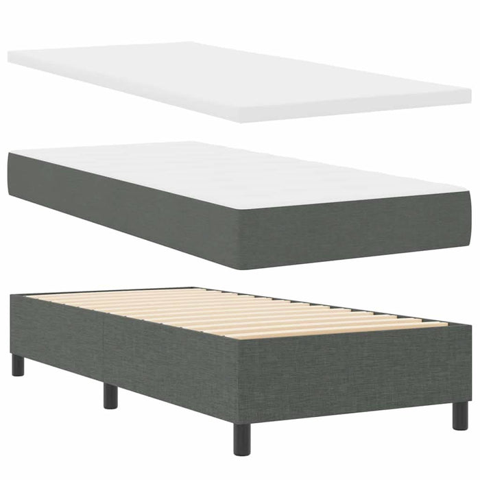 Pat cu arcuri cu headboard Gri închis 90 x 190 cm țesătură WALTI