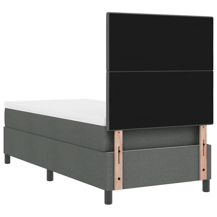 Pat cu arcuri cu headboard Gri închis 90 x 190 cm țesătură WALTI