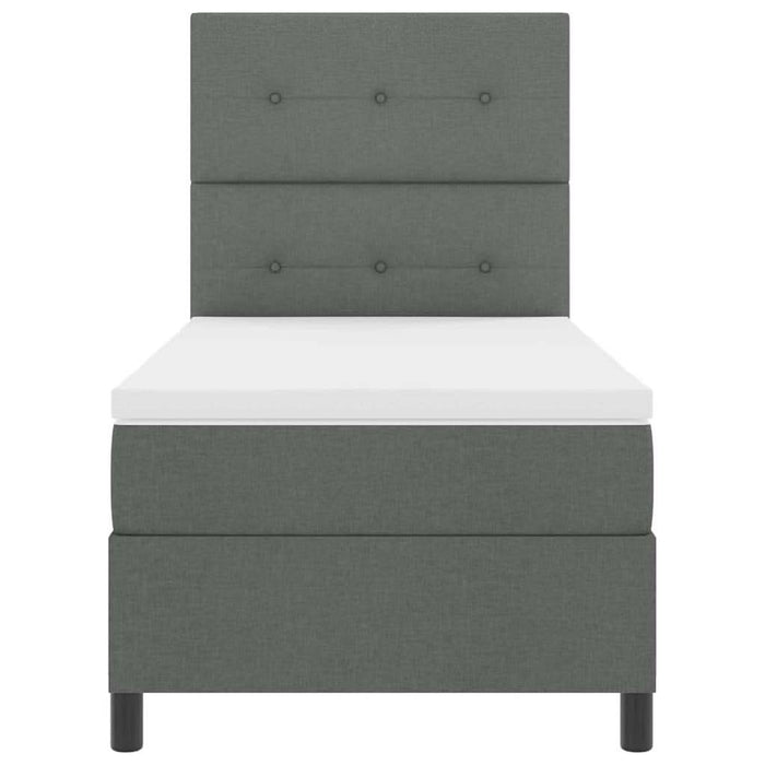 Pat cu arcuri cu headboard Gri închis 90 x 190 cm țesătură WALTI
