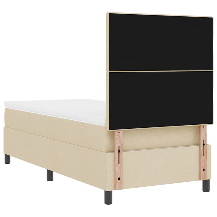 Pat cu arcuri cu saltea cu headboard Crem 90 x 190 cm țesătură - WALTI WALTI