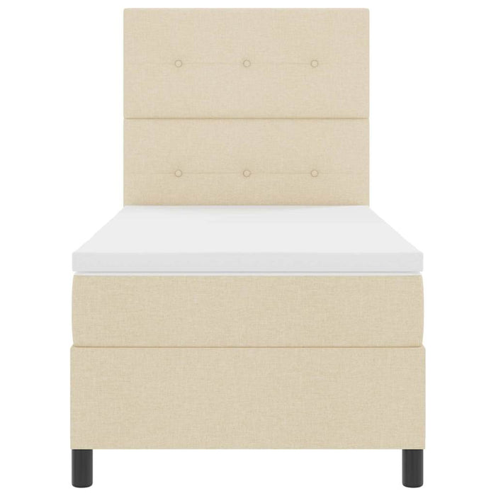 Pat cu arcuri cu saltea cu headboard Crem 90 x 200 cm țesătură - WALTI WALTI