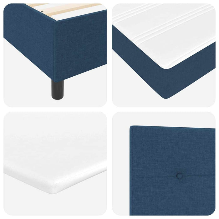 Pat cu arcuri cu headboard albastru 90 x 200 cm țesătură WALTI