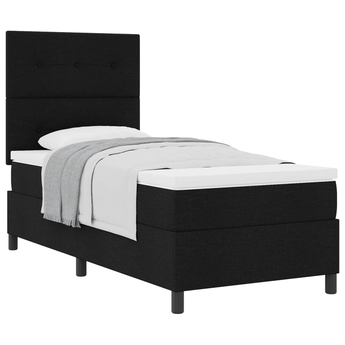 Pat cu arcuri cu headboard Negru 100 x 200 cm țesătură - WALTI WALTI