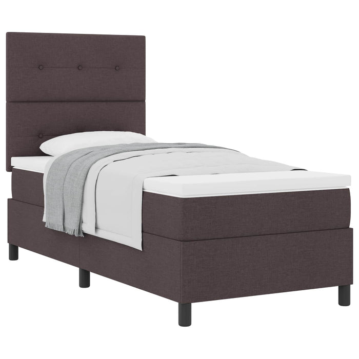 Pat cu arcuri cu headboard Maro închis 100 x 200 cm țesătură - WALTI WALTI
