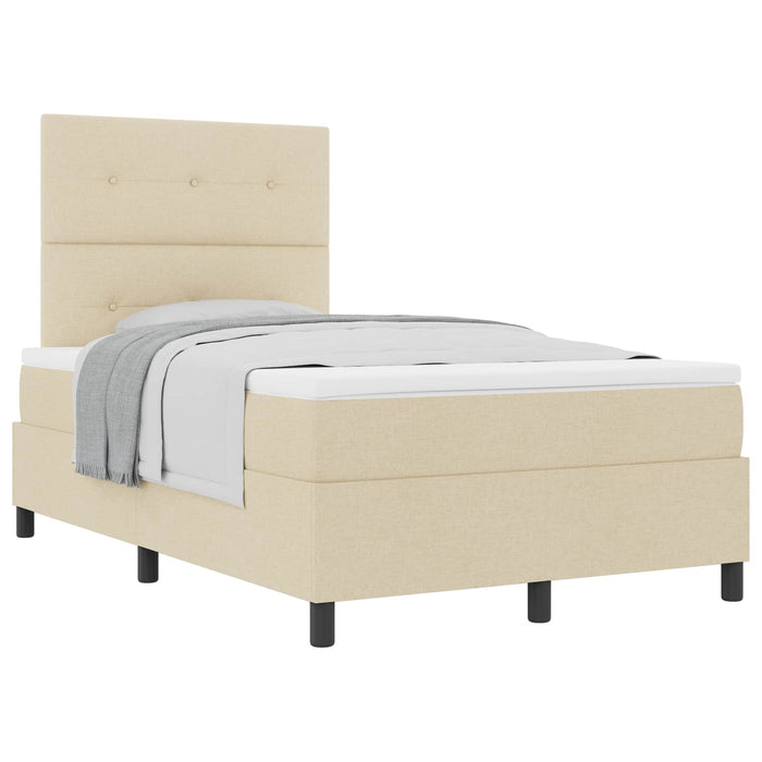 Pat cu arcuri cu saltea cu headboard Crem 120 x 190 cm țesătură - WALTI WALTI