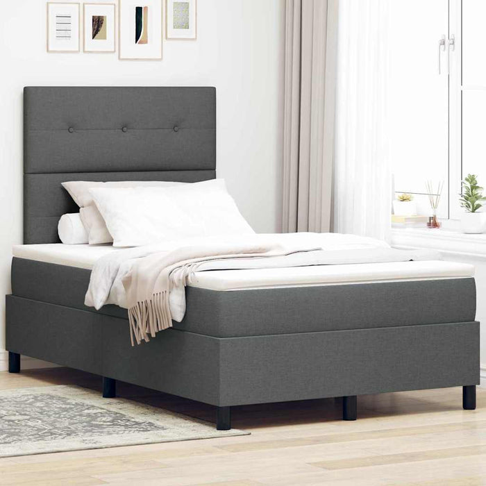 Pat cu arcuri cu headboard Gri închis 120 x 200 cm țesătură - WALTI WALTI
