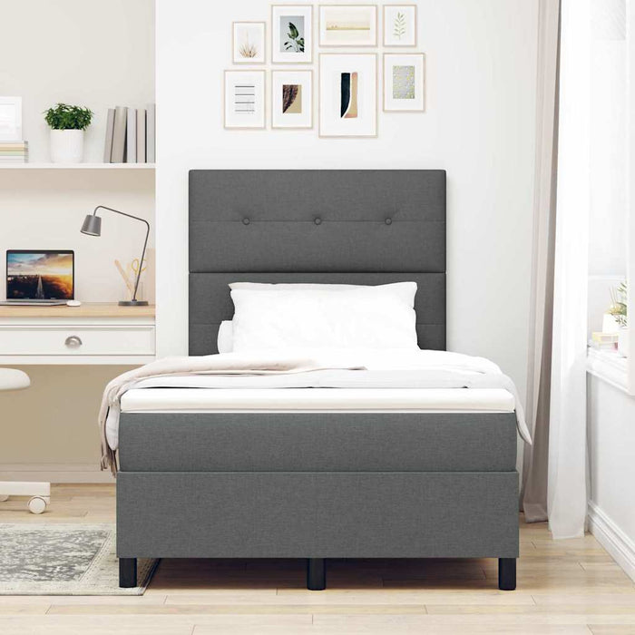 Pat cu arcuri cu headboard Gri închis 120 x 200 cm țesătură - WALTI WALTI