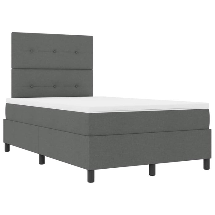 Pat cu arcuri cu headboard Gri închis 120 x 200 cm țesătură - WALTI WALTI