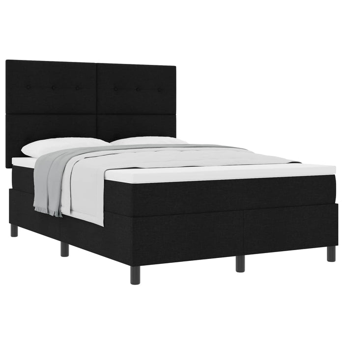 Pat cu arcuri cu saltea Negru 140 x 190 cm țesătură - WALTI WALTI