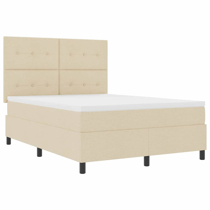 Pat cu arcuri cu saltea cu headboard Crem 140 x 190 cm țesătură - WALTI WALTI