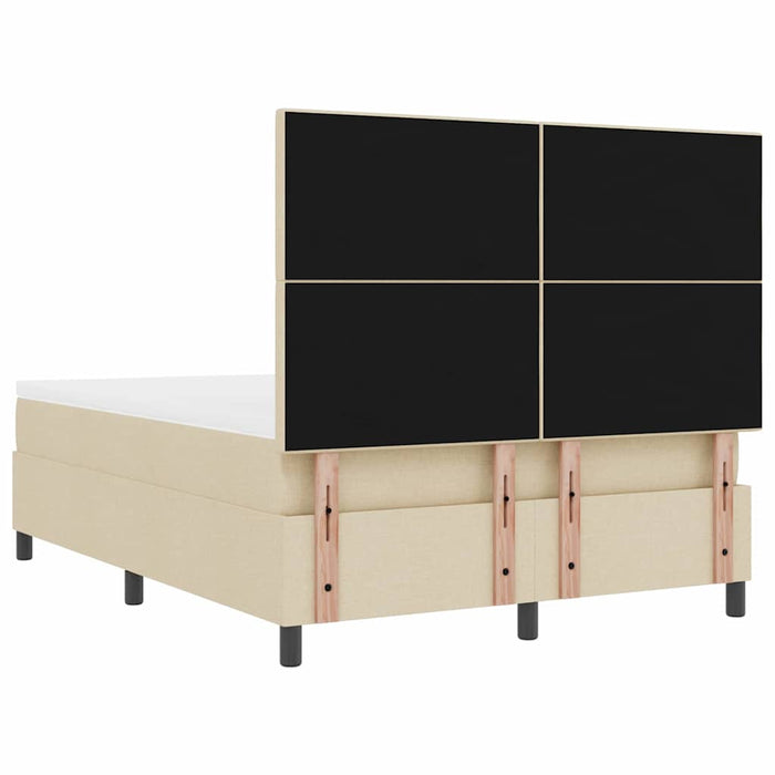 Pat cu arcuri cu saltea cu headboard Crem 140 x 190 cm țesătură - WALTI WALTI