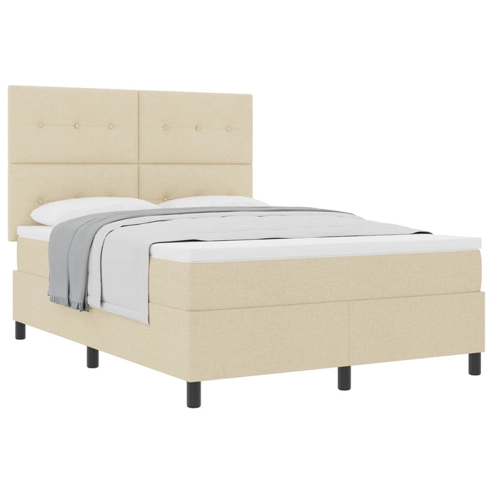 Pat cu arcuri cu saltea cu headboard Crem 160 x 200 cm țesătură - WALTI WALTI