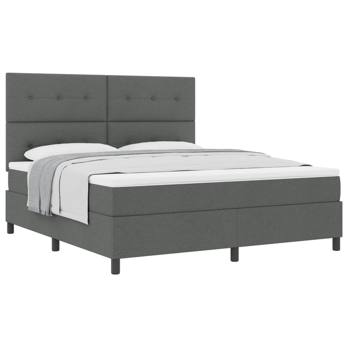 Pat cu arcuri cu headboard Gri închis 180 x 200 cm țesătură WALTI