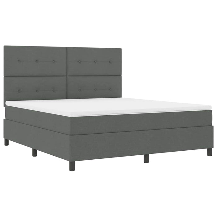 Pat cu arcuri cu headboard Gri închis 180 x 200 cm țesătură WALTI