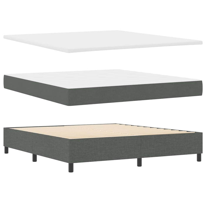 Pat cu arcuri cu headboard Gri închis 180 x 200 cm țesătură WALTI