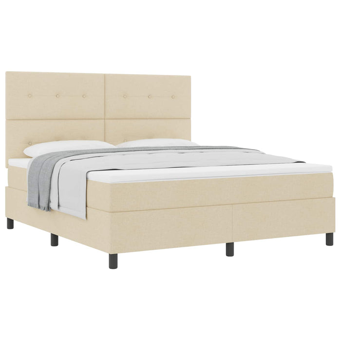 Pat cu arcuri cu saltea cu headboard Crem 180 x 200 cm țesătură - WALTI WALTI