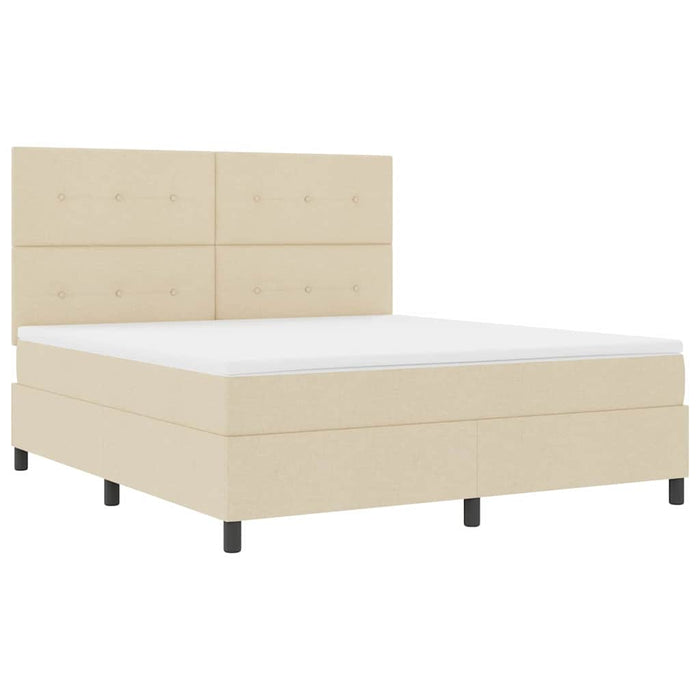 Pat cu arcuri cu saltea cu headboard Crem 180 x 200 cm țesătură - WALTI WALTI