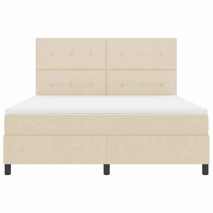 Pat cu arcuri cu saltea cu headboard Crem 180 x 200 cm țesătură - WALTI WALTI