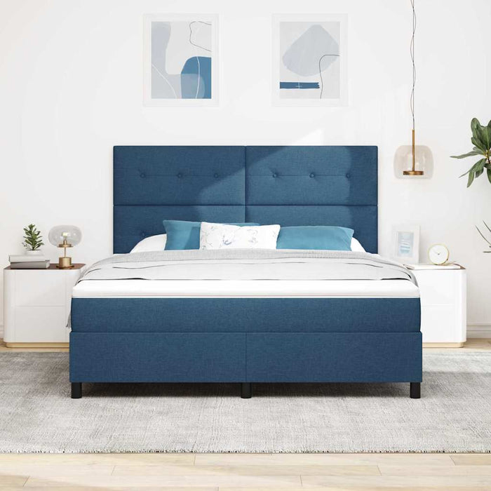 Pat cu arcuri cu headboard albastru 180 x 200 cm țesătură - WALTI WALTI