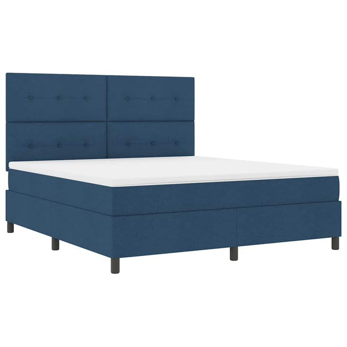 Pat cu arcuri cu headboard albastru 180 x 200 cm țesătură - WALTI WALTI