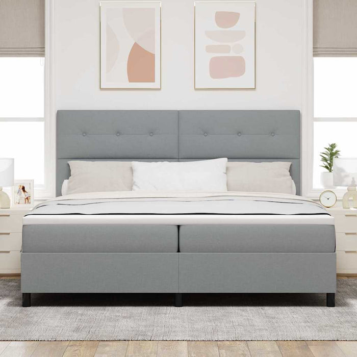 Pat cu arcuri cu headboard Gri deschis 200 x 200 cm țesătură WALTI