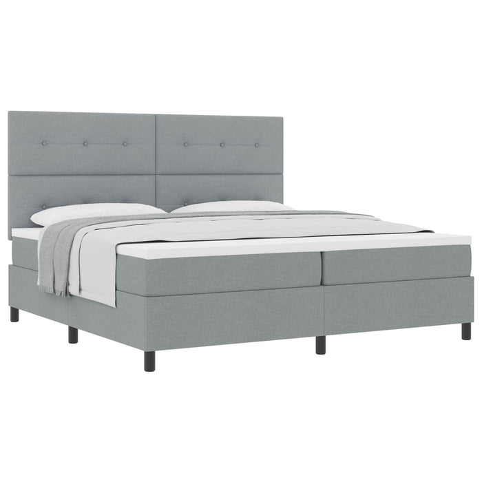 Pat cu arcuri cu headboard Gri deschis 200 x 200 cm țesătură WALTI