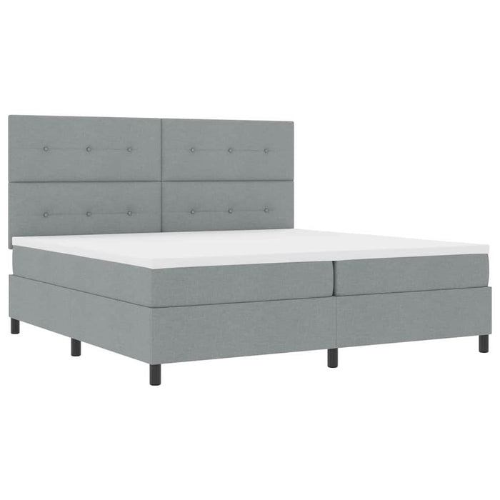 Pat cu arcuri cu headboard Gri deschis 200 x 200 cm țesătură WALTI
