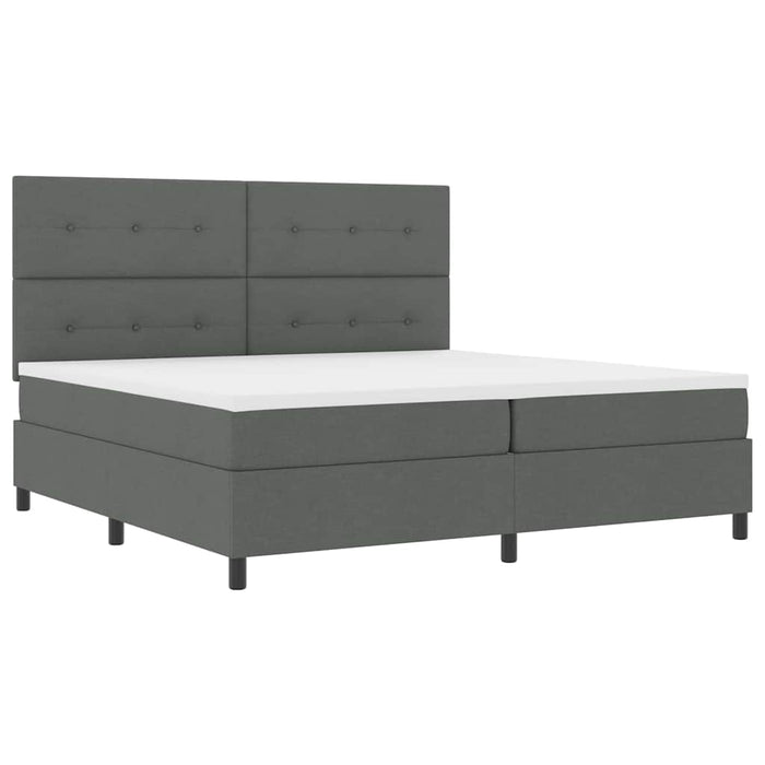 Pat cu arcuri cu headboard Gri închis 200 x 200 cm țesătură WALTI