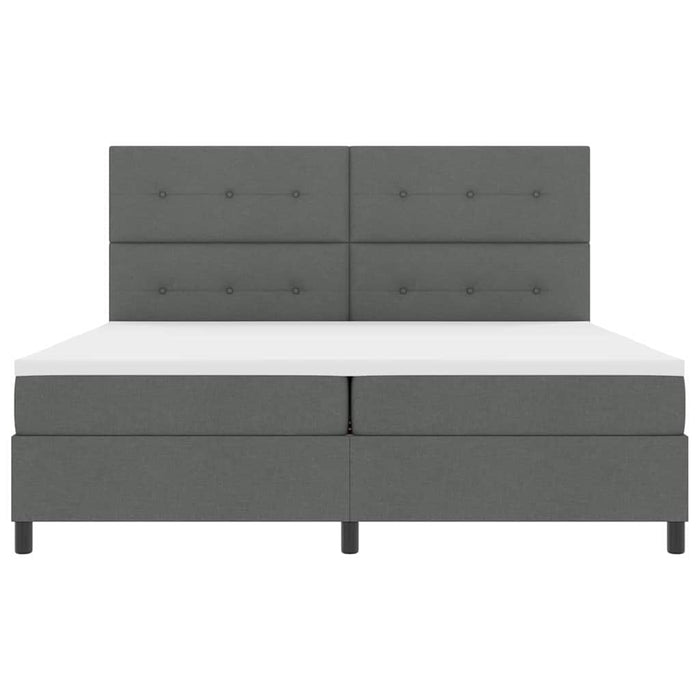 Pat cu arcuri cu headboard Gri închis 200 x 200 cm țesătură WALTI