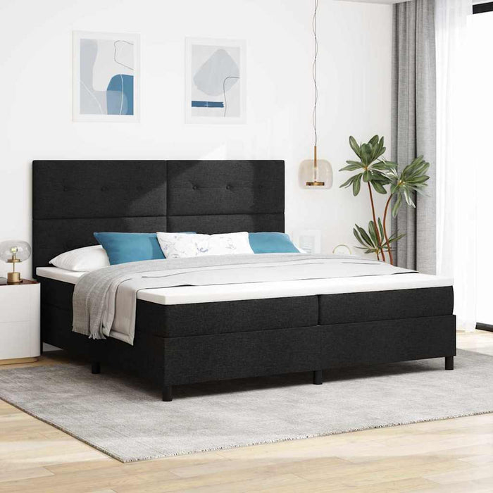 Pat cu arcuri cu headboard Negru 200 x 200 cm țesătură - WALTI WALTI