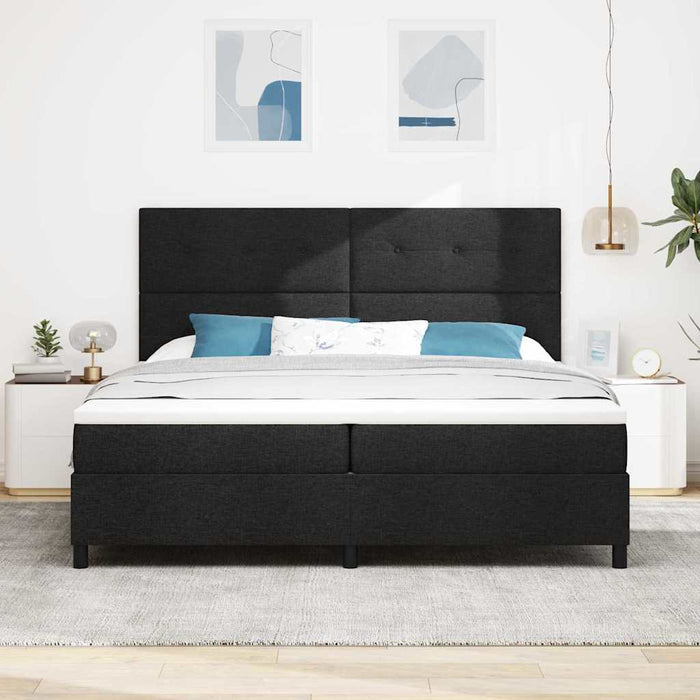 Pat cu arcuri cu headboard Negru 200 x 200 cm țesătură - WALTI WALTI