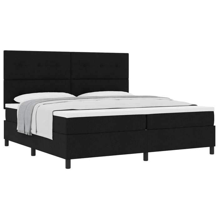 Pat cu arcuri cu headboard Negru 200 x 200 cm țesătură - WALTI WALTI