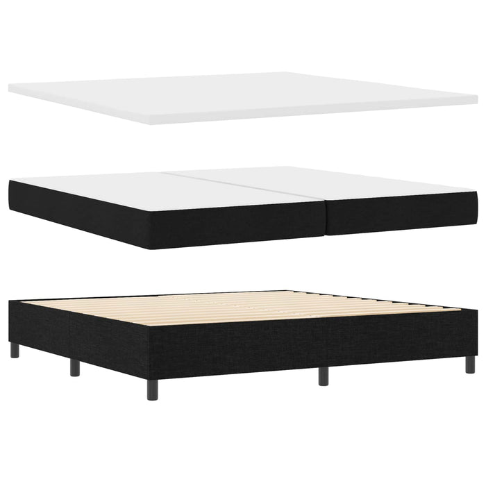 Pat cu arcuri cu headboard Negru 200 x 200 cm țesătură - WALTI WALTI
